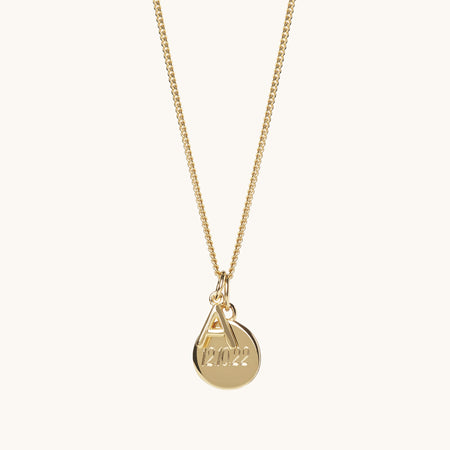 Personalised Disc & Letter Necklace Gold